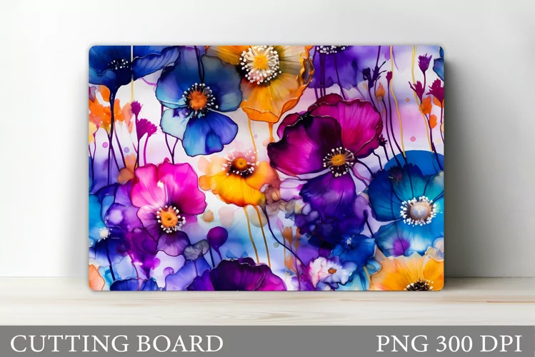 Flowers Cutting Board. Kitchen Cutting Board Sublimation