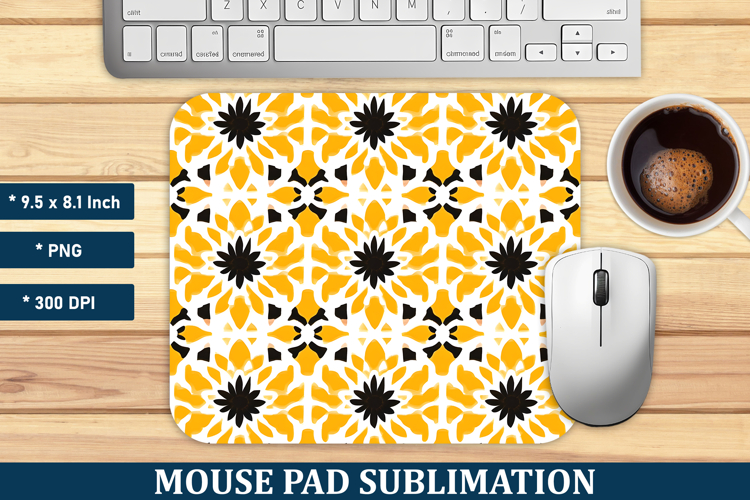 Yellow Moroccan Pattern Mouse Pad | Mouse Pad Sublimation