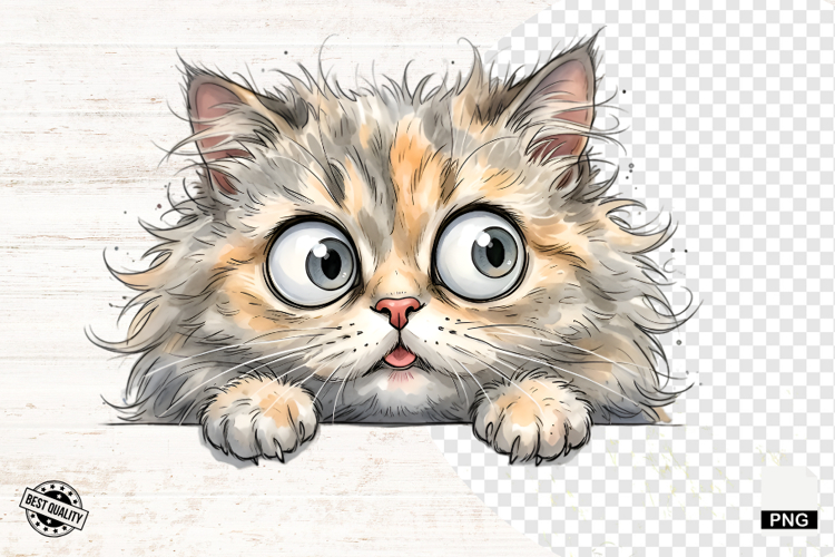 Whimsical Peeking Cat Png - Cats Clipart