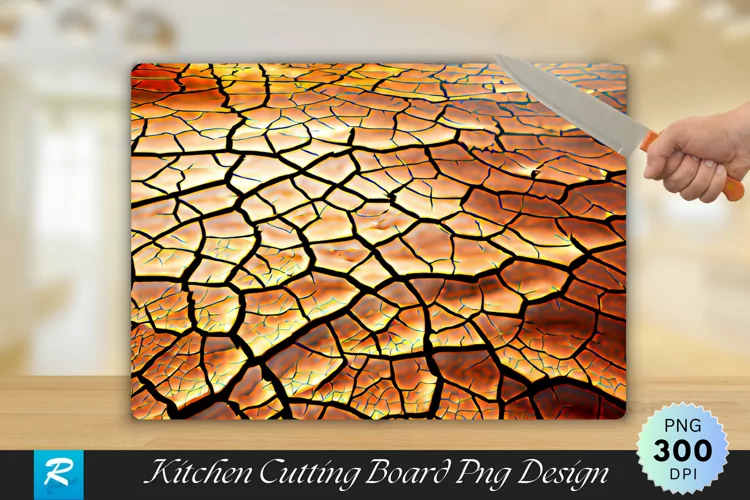 Cracked Earth Cutting Board Sublimation Design