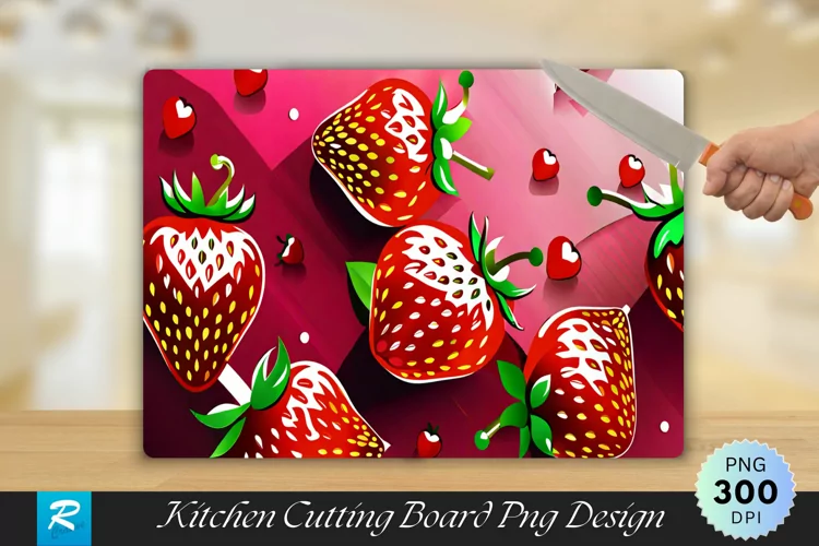 Strawberry Cutting Board Sublimation Design