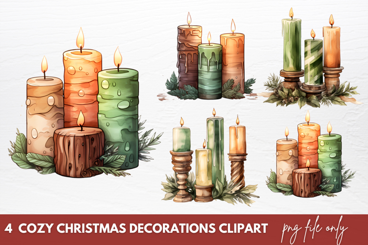Cozy Christmas Decorations Clipart Sublimation