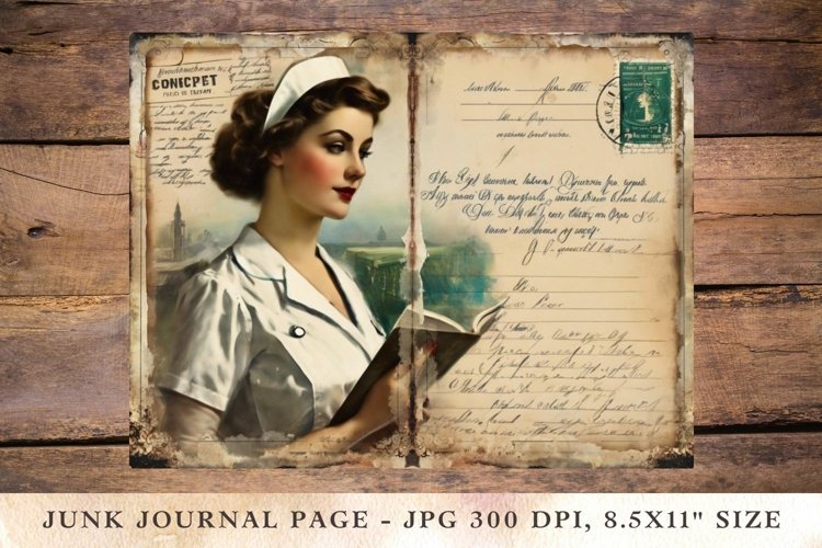 Printable Junk Journal Pages nurse 4 example image 1