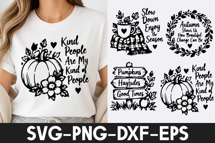 Autumn Pumpkin Kind People Farmhouse SVG PNG example image 1