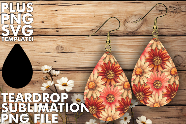 Playful teardrop EARRINGS Art, Flower Pattern