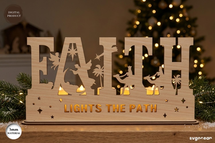 Nativity Faith Candle Holder Laser Cut | Glowforge | SVG