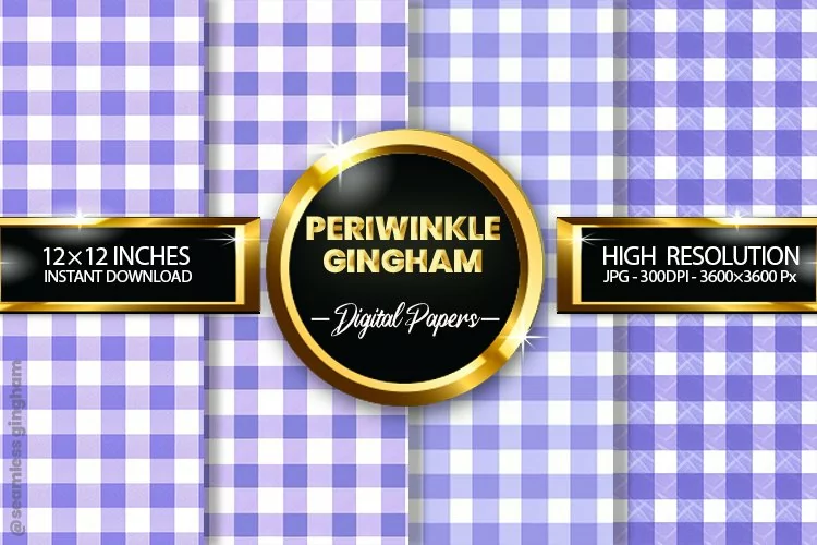 Periwinkle Gingham Digital Papers 04 Variations