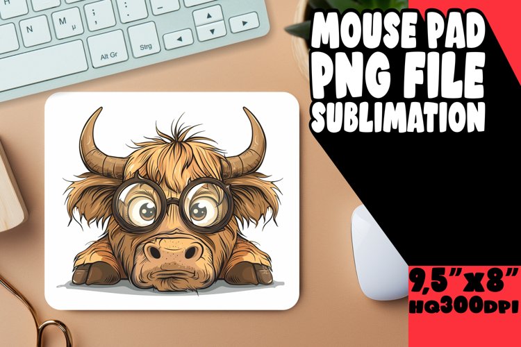 Adorable Peeking Cow Mouse Pad for Sublimation