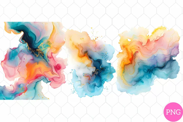 Vibrant Watercolor Splashes Clipart