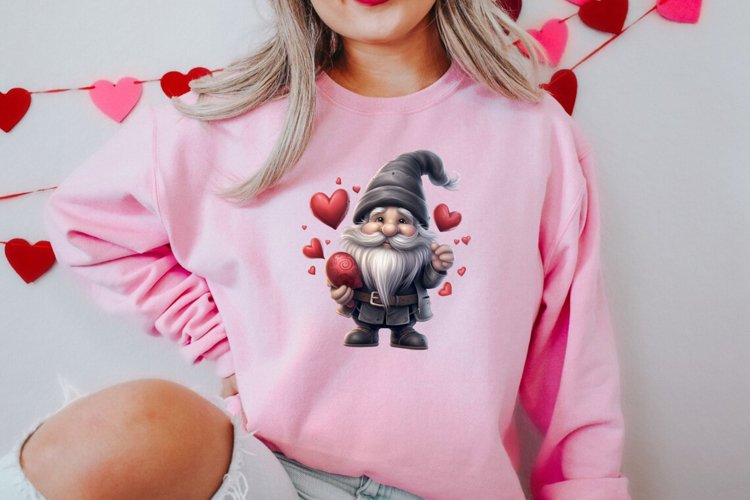 Black Gnome Valentines Day Clipart, Valentines Clipart