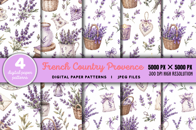 French Country Provence Digital Paper JPG