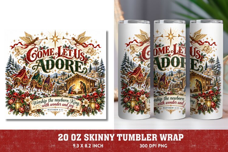 Light of the World 20oz Tumbler Wrap, Christian Christmas Na example image 1