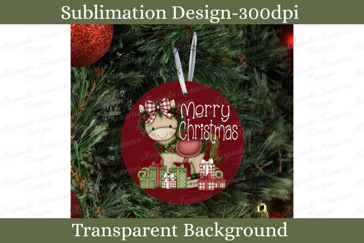 Baby's First Christmas Horse Ornament PNG Sublimation Design