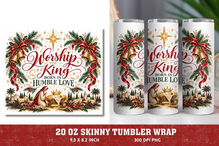 Christmas Memorial 20oz Tumbler Wrap, Christian Christmas Re example image 1
