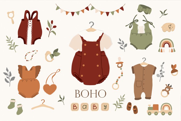 Boho baby clipart example image 1