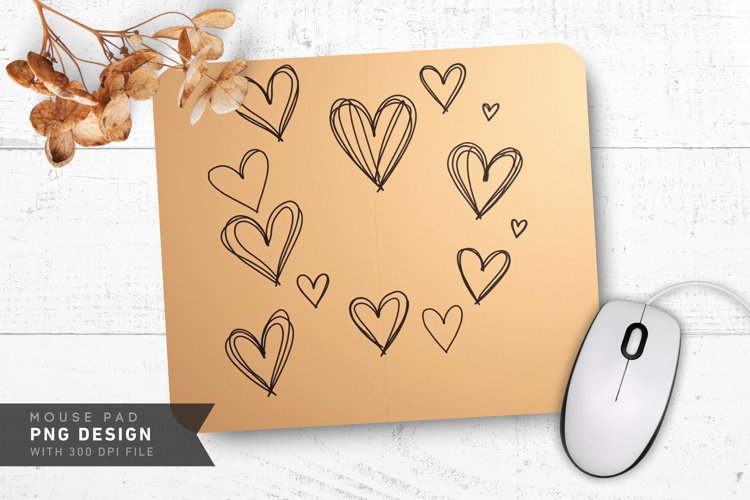 Doodle Hearts on Kraft Mouse Pad PNG Design