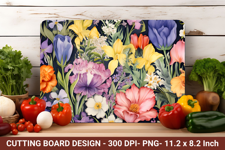 Watercolor Flowers Cutting Board | Cutting Board png