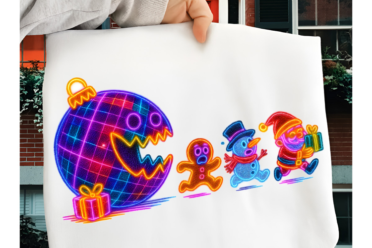 Funny Christmas Ghosts PNG, Christmas Ornament Ghosts, Neon