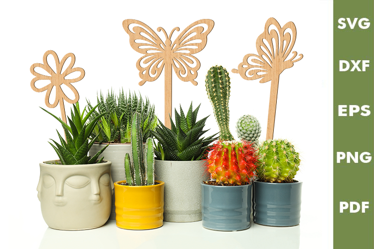 Plant Stakes Decoration |Garden Topper Laser cut SVG, Cricut