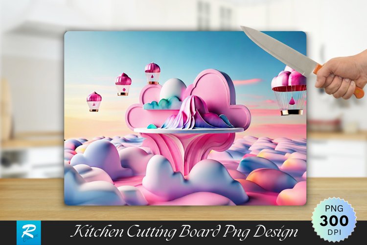 3D Pink sky Cutting Board Sublimation Design example image 1