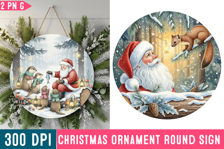 Christmas Ornaments Round Sign PNG, Christmas Round Sign PNG