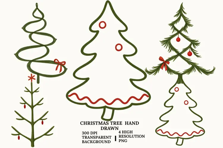 Hand Drawn Christmas Tree PNG, Rustic Holiday Sublimation