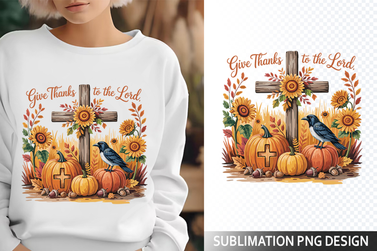 Give thanks Christian Harvest - Halloween Sublimation PNG
