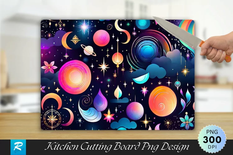 Colorful Doodle Cutting Board Sublimation Design