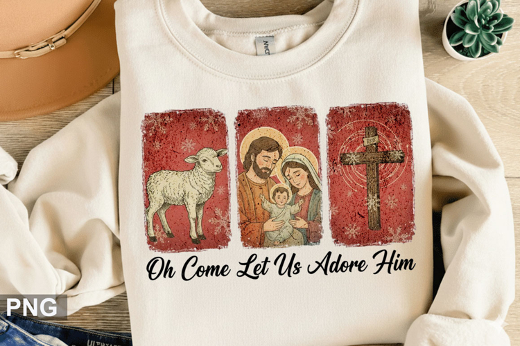 Oh Come let us Adore him Sublimation - Jesus Design