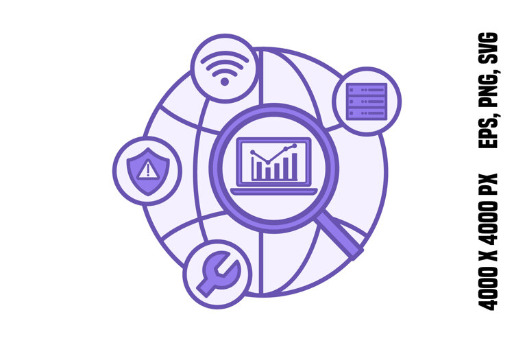 Purple Network Traffic Analysis Icon example image 1