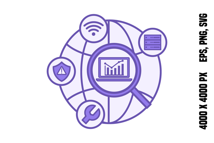 Purple Network Traffic Analysis Icon