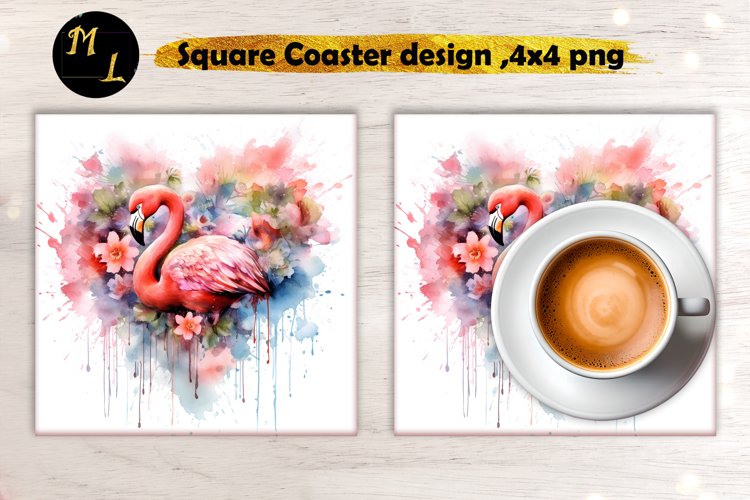 Flamingo Square Coaster,Watercolor Coaster sublimation
