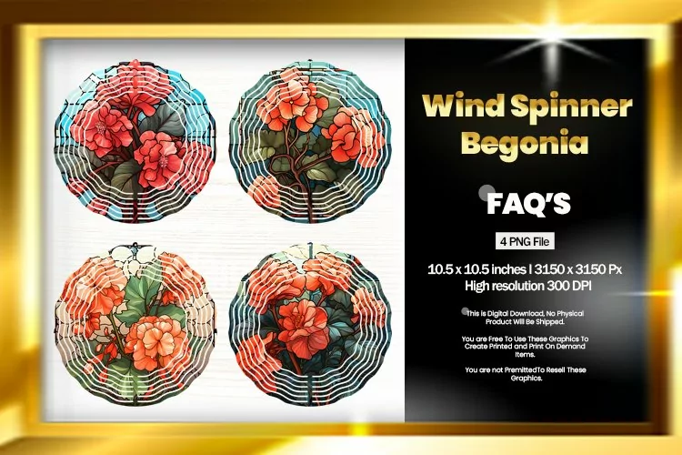 Begonia Wind Spinner Sublimation - 04 Variations