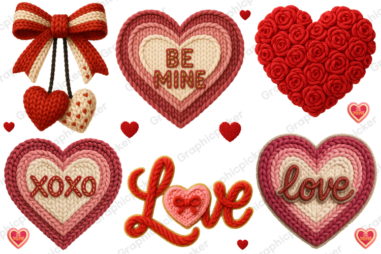 Latch Hook Yarn Crochet Valentines Day Heart PNG, Valentine