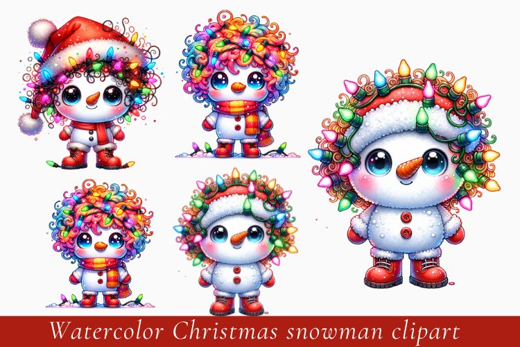 Watercolor Christmas snowman clipart, snowman sublimation