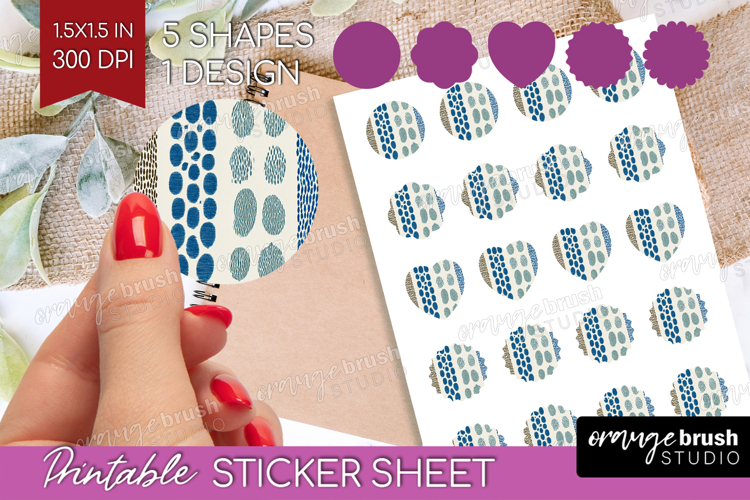 Abstract Doodle Round Sticker - Modern Texture Printable