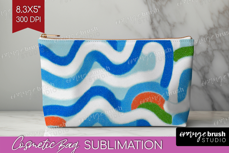 Abstract Doodle Cosmetic Bag - Modern Texture Makeup Bag PNG