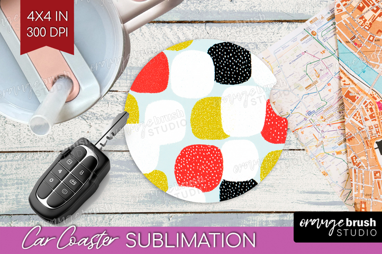 Abstract Doodle Car Coaster - Modern Texture Coaster PNG