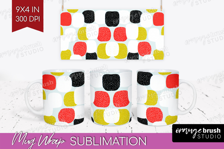 Abstract Doodle Mug Wrap - Modern Texture Mug PNG