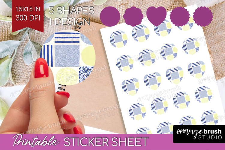 Abstract Doodle Round Sticker - Modern Texture Printable