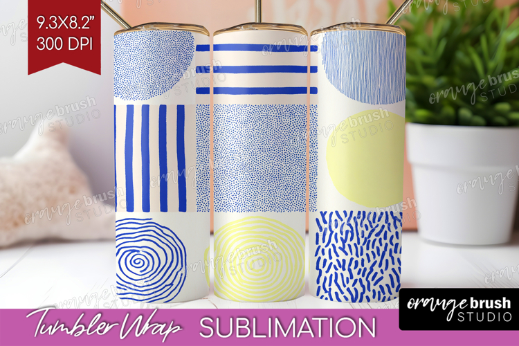 Abstract Doodle Tumbler Wrap - Modern Texture Tumbler PNG