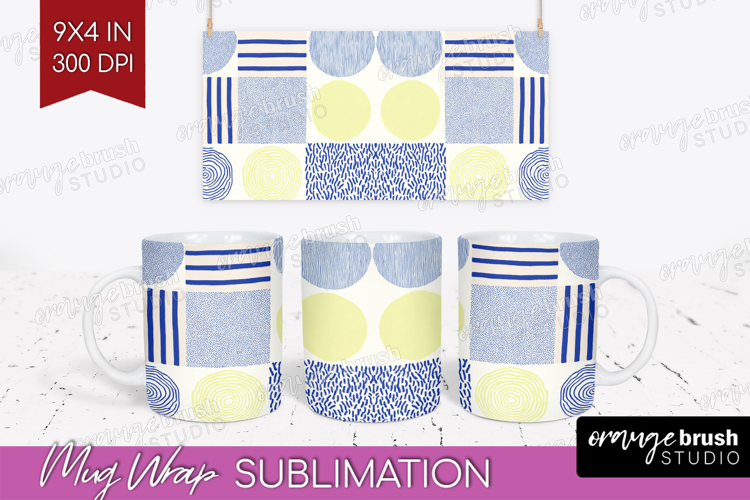 Abstract Doodle Mug Wrap - Modern Texture Mug PNG