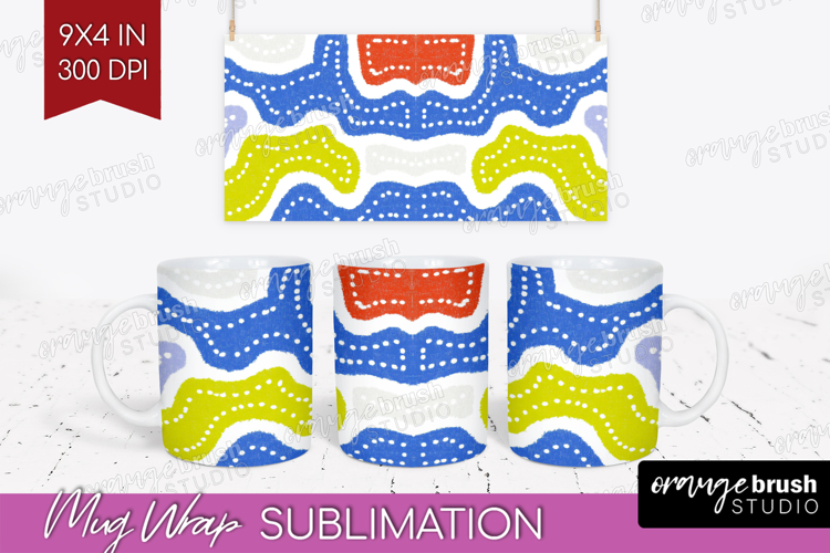 Abstract Doodle Mug Wrap - Modern Texture Mug PNG