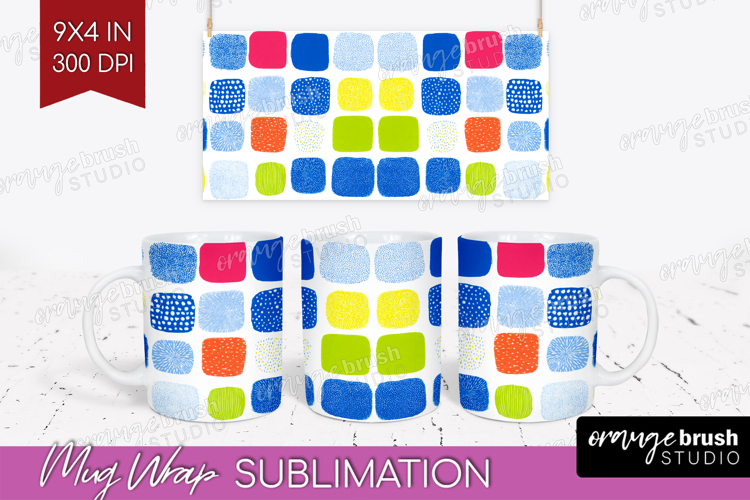 Abstract Doodle Mug Wrap - Modern Texture Mug PNG