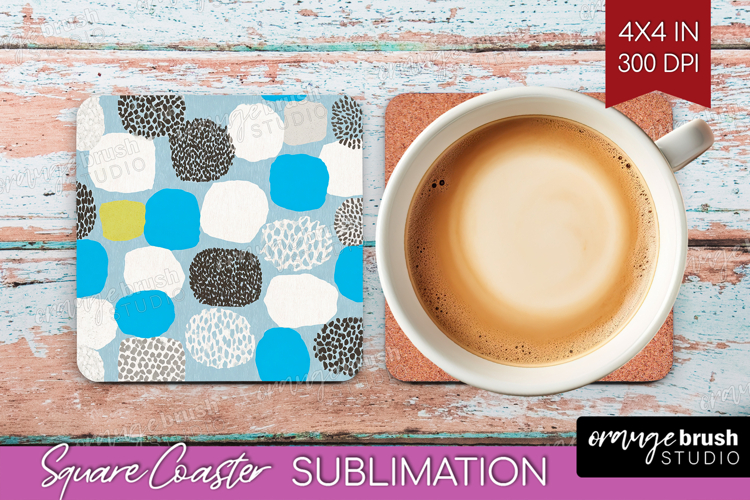 Abstract Doodle Square Coaster - Modern Texture Coaster PNG