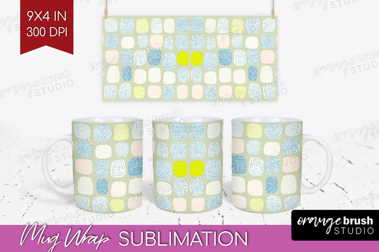 Abstract Doodle Mug Wrap - Modern Texture Mug PNG