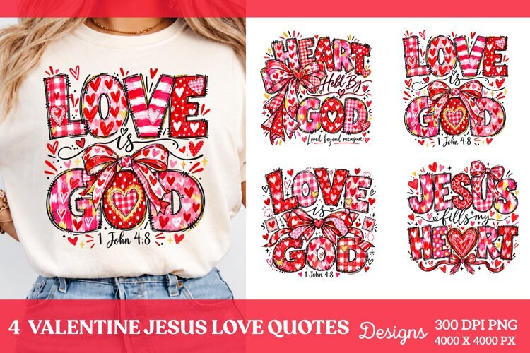 Valentine Jesus 4 Shirt PNG Designs, 4 Christian Valentine S example image 1
