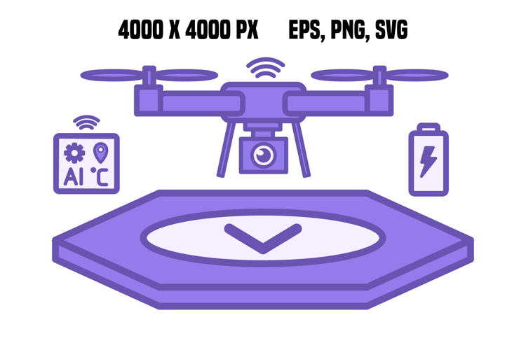 Purple Drone Vertiport Hub Icon