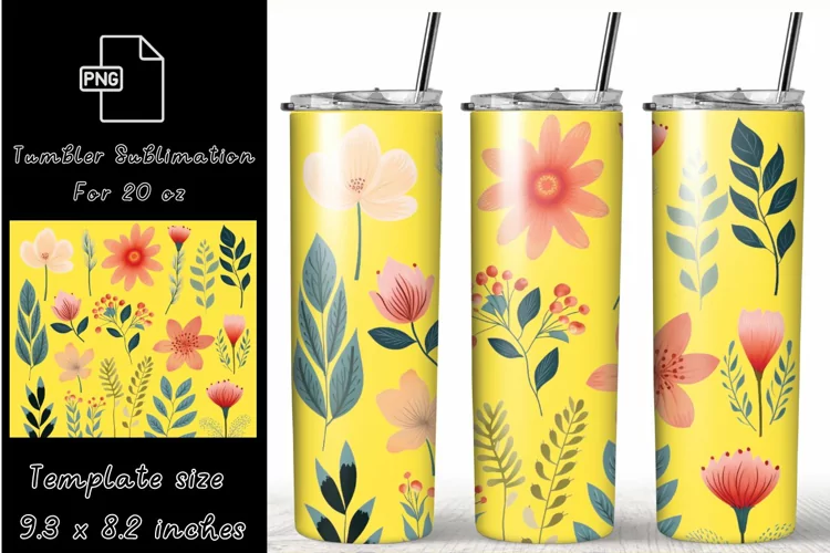 Boho Flowers 20 oz skinny tumbler wrap sublimation