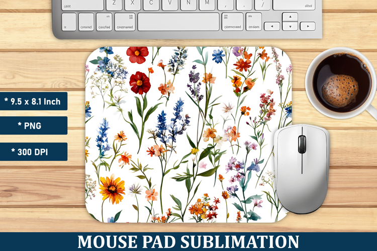 Watercolor Wildflower Mouse Pad | Mouse Pad Sublimation